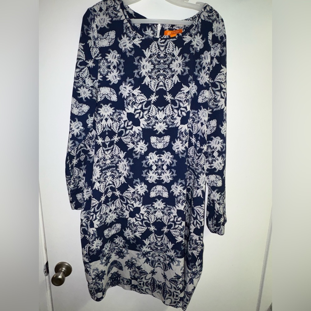 Joe Fresh Navy and White Long Sleeve Dress